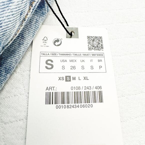 Zara Vintage Acid Wash Denim Skort Front Pockets Size Small NWT - Picture 6 of 7